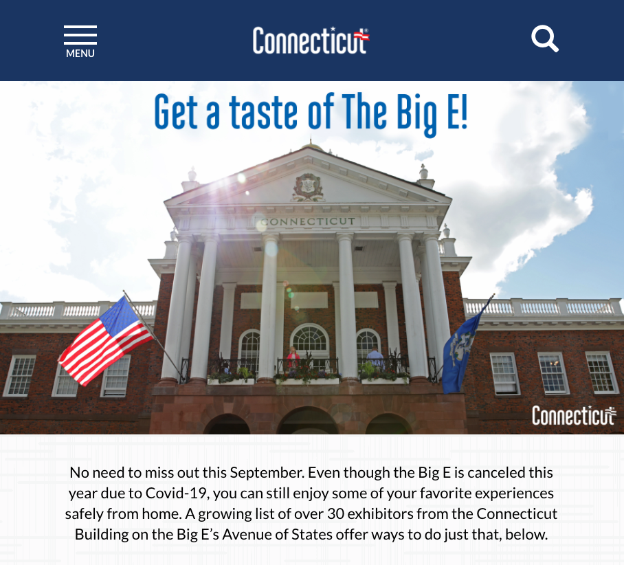 Connecticut Building at The Big E Goes Virtual Visit CT